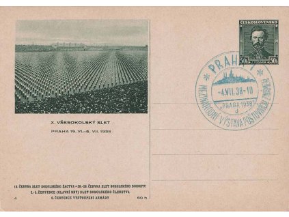 1938, Praha, Mezinárodní výstava známek, dopisnice