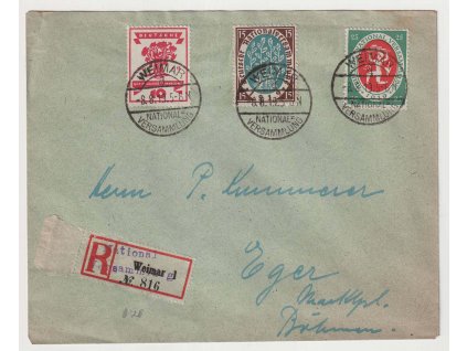 1919, R-výstavní dopis, DR Weimar 8.8. National Versammlung