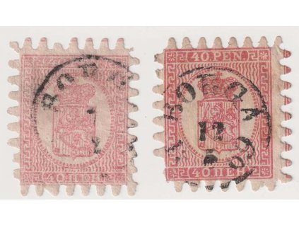 1866, 40 P Znak, 2 kusy - odstíny barev, MiNr.9, razítkované