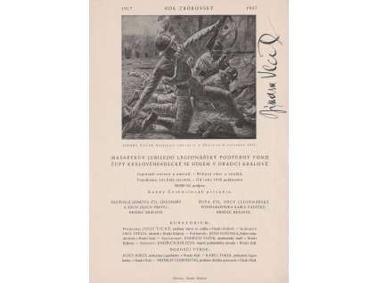 1937, Jindřich Vlček, originální podpis autora známek, A4