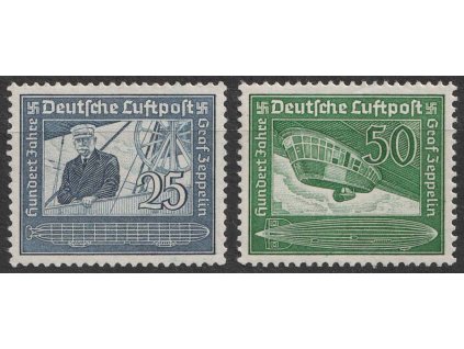 1938, 25-50Pf série Zeppelin, MiNr.669-70, **