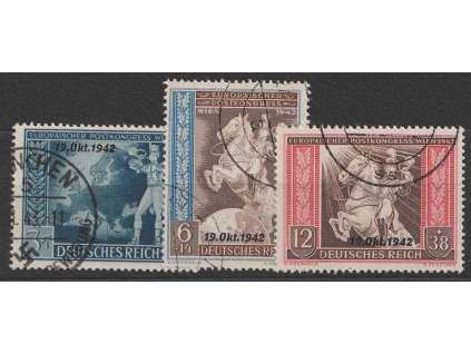 1942, 3-12Pf série, MiNr.823-25, razítkované