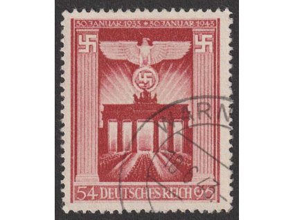 1943, 54Pf Brandenburská brána, MiNr.829, razítkované