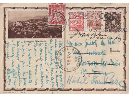 1936, DR Salzburg, obrazová dopisnice zaslaná do Francie