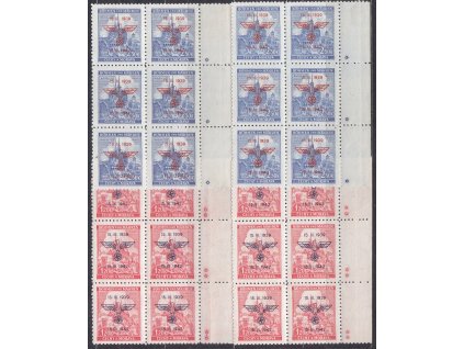 1942, 1.20-2.50K 3.výročí protektorátu s okraji, 6bloky, komplet křížky a hvězdičky, Nr.72-3, **