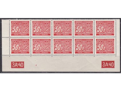 50h červená, 10blok s DČ 3A-40 - varianta X,Y, Nr.DL6, **