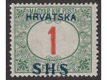 1918, 1 f doplatní, obrácený přetisk, MiNr.27, * po nálepce