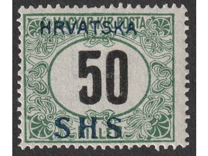 1918, 50 f doplatní, obrácený přetisk, Nr.34Y, * po nálepce