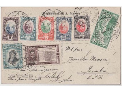1935, DR San Marino, pohlednice zaslaná do ČSR, hezké
