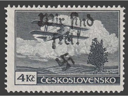 4 Kč letecká, přetisk Wir sind frei!, **