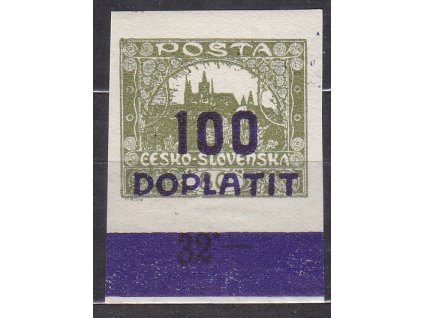 1922, 100/80h olivová, fialový přetisk, krajový kus s počitadlem, Nr.DL24a, * po nálepce