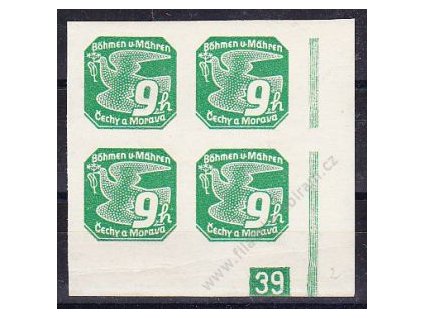 9h zelená, roh. 4blok s DČ 39 - protikus k DČ 2, Nr.NV4, **