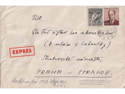 COB 6 Zápotocký, Ex-celinová obálka, DR Benešov u Prahy