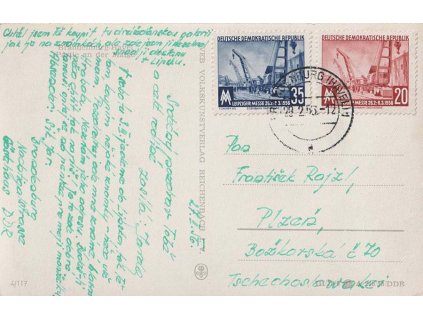 1956, DR Brandenburg, pohlednice zaslaná do Plzně
