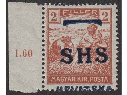 1918, 2 f Ženci, posunutý přetisk, MiNr.66, **