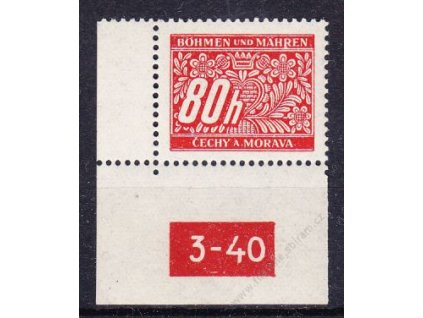 80h červená, levý roh. kus s DČ 3-40, varianta X, Nr.DL8, **