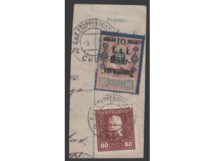 Společné vydání, 1917, DR Chelm, výstřižek známka + kolek