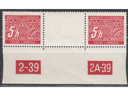 5h červená, meziarší s DČ 2-39 2A-39, Nr.DL1, **