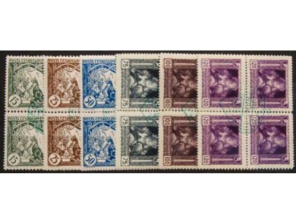 15-120h série, 4bloky, zelené nátisky srdce, Nr.27-32, **/*