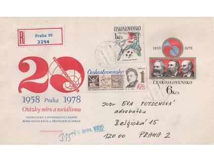 COB 57, DR Praha, zasláno rekomando v roce 1992 v Praze