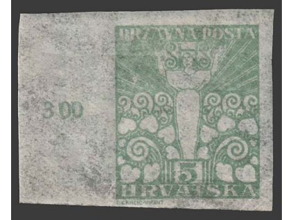 1919, 5 Fil nezoubkovaná, obtisk na lepu, MiNr.90U, ** , dv