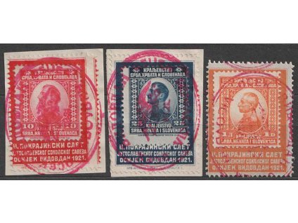 1921, II. Slet v Osijeku, 10Pa-1Din - 3 ks propagačních nálepek