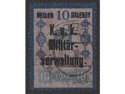1914, kolek 10 H 1912 s přetiskem K.u.K. Militär, krátké zoubky