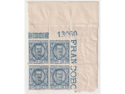 1926, 1.25 L Emanuel, rohový 4blok, dekorativní kus, **