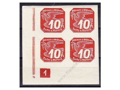 10h červená, roh. 4blok s DČ 1, Nr.NV5, **