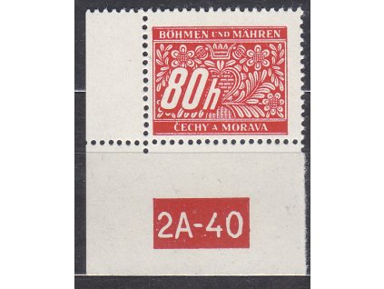 80h červená, levý roh. kus s DČ 2A-40, varianta X, Nr.DL8, **
