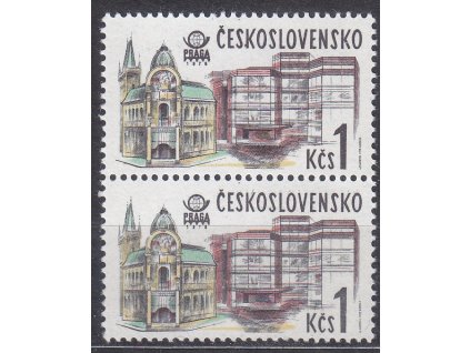 1978, 1Kčs Nová Praha, 2páska, spodní zn. dvojitá moletáž chodníku, Nr.2330DO, **