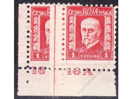 1Kč červená, 2 roh. kusy s DČ 16,16A, Nr.208, **, ilustrační foto