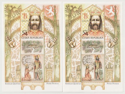 2016, 54 Kč aršík Karel IV., chybotisk + normální aršík, **