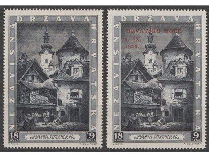 1943, 18 K Výstavní, s přetiskem a bez, MiNr.115,117, */**