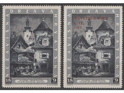 1943, 18 K Výstavní, s přetiskem a bez, MiNr.115,117, */**