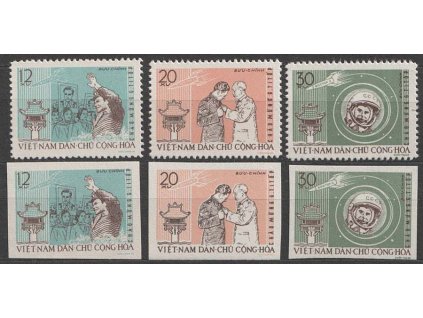 Vietnam, 1962, 12-30 xu série Vesmír, MiNr.217-9,217-9U, (*)