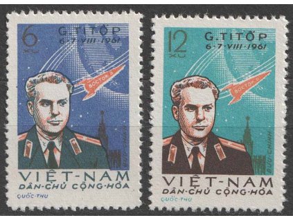 Vietnam, 1961, 6-12 xu série Titov, MiNr.181-82, (*)