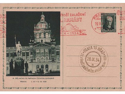 1937, Praha 10 Hrad, 20. výročí založení armády, dopisnice