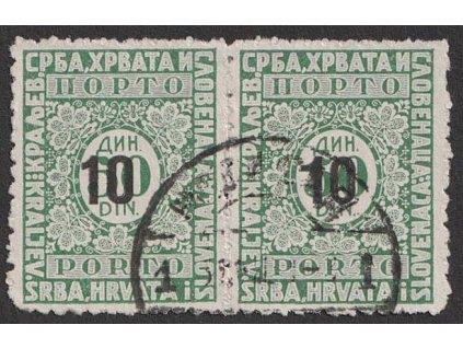 1921, 10Din/50Din doplatní, 2páska, spojené typy, razítkované
