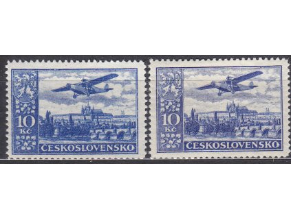 1930, 10Kč modrá a ultramarínová, ultramarín zk.Gilbert, Nr.L13,13a, **