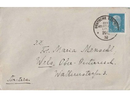 1930, Deutsche Seepost Ost-Asiatische linie, dopis, prošlé