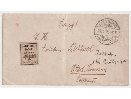 1918, vojenský dopis vyfr. nálepkou Soldaten-Brief