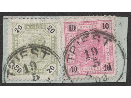 1900, 20Kr+10H Franc Josef, smíšená frankatura, DR Triest, dv