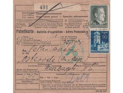 Generalgouwernement, 1943, DR Maciejovice, Paketkarke