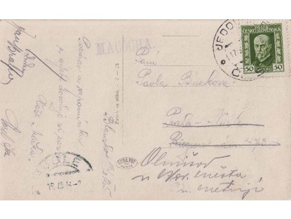 Macocha + DR Jedovnice, pohlednice zaslaná v roce 1925
