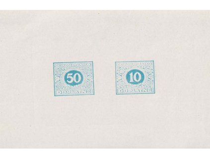 1928, 50h a 10Kč otisk z původních štočků v barvě modré, ZT