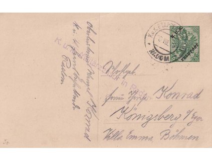 Radom, 1916, dopisnice 5 H zaslaná do Čech, lehká omačkání