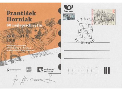 Horniak, podpis na dopisnici z roku 2016