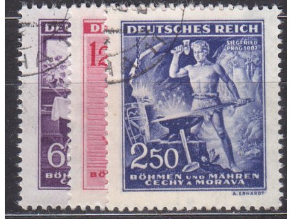 1943, 60h-2.50K Wagner, série, Nr.108-110, razítkované, ilustrační foto
