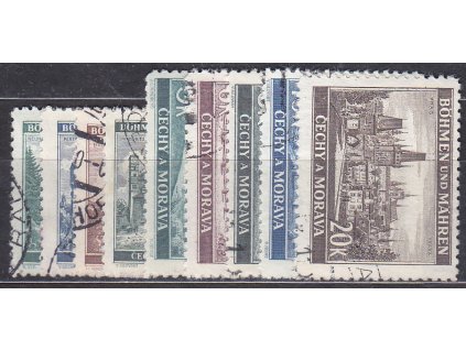 1940, 50h-20K Krajinky II, série, Nr.41-9, razítkované, ilustrační foto